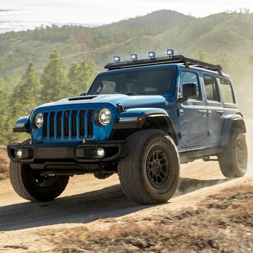Roof Rack Cargo Basket with 4 PCS LED Light Bar Compatible with 2007 (Jeep Wrangler & Gladiator)