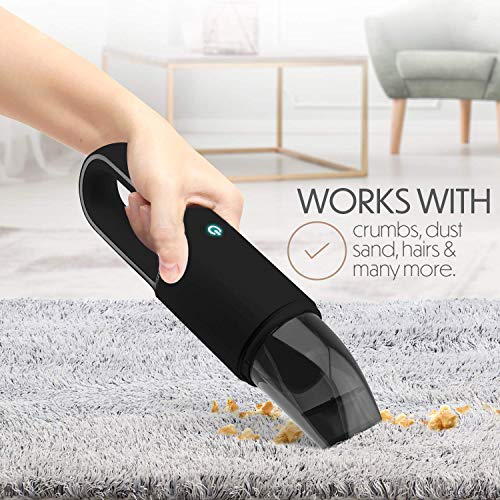Portable Hand Vacuum Cleaner Handheld Cordless Cleaner for Dust Pet Hair Dirt Home Car Interior Lightweight (Black)