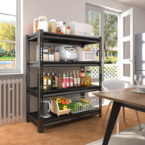 40" W Garage Shelving Heavy Duty (40"W×16"D×72"H / Black)