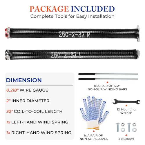 Garage Door Torsion Springs Pair (0.250'' X 2‘’ X 32‘’)