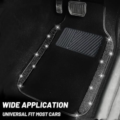 Black Bling Car Floor Mats Full Set (Black Diamond / Car Floor Mats (4 Pieces))