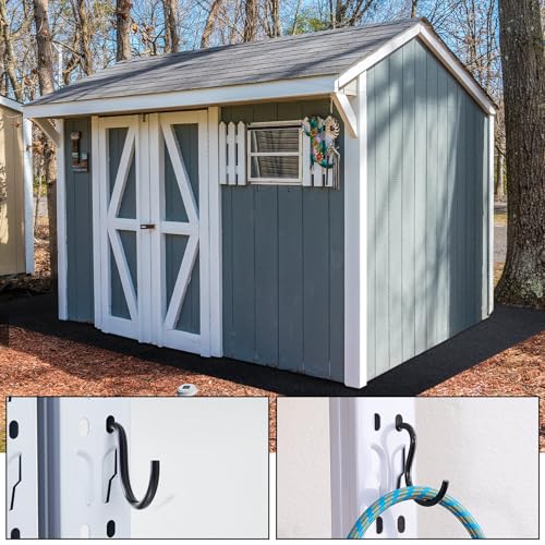 10 Pcs 2'' Long Shed Hooks Shed Accessories Without Drilling Hole for Hanging Heavy Duty Individual Utility Hooks Universal Wall Mounted J Utility Hangers for Tools Shovels Rakes (Black)