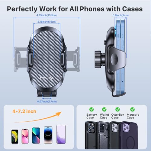 Phone Holders for Your Car with Metal Hook Clip (Dark Black / 1 Pack)