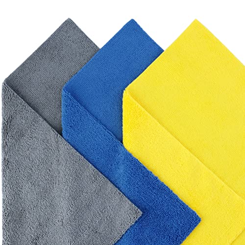 Microfiber Cleaning Towel Ultrasonic Cut Edgeless (Blue,gray,yellow)