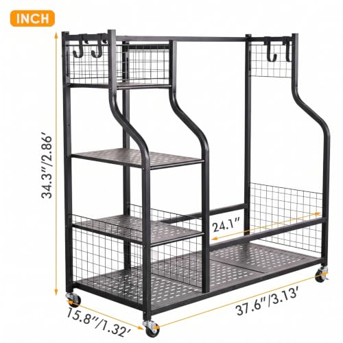 2 Golf Bags Rack Garage Storage Organizer Metal Black Storage Stand (Black(For 2 Golf Bags))
