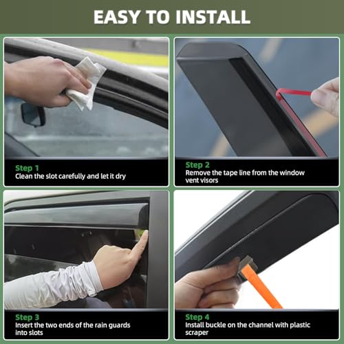 in Channel Rain Guards Fit for 2007 (For 2007-2018 Wrangler JK)
