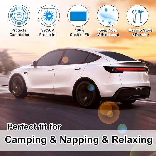 Window Shades for Tesla Model Y Juniper 2025 2026 Accessories Car Side Full Windows Rear Triangular Windshield Sun Shade Sun UV Rays & Privacy Protection for Camping (Tesla Model Y Juniper 2025 2026)