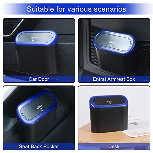 Car Trash Can with Lid (Black/Blue Lid, Black/Blue Lid)