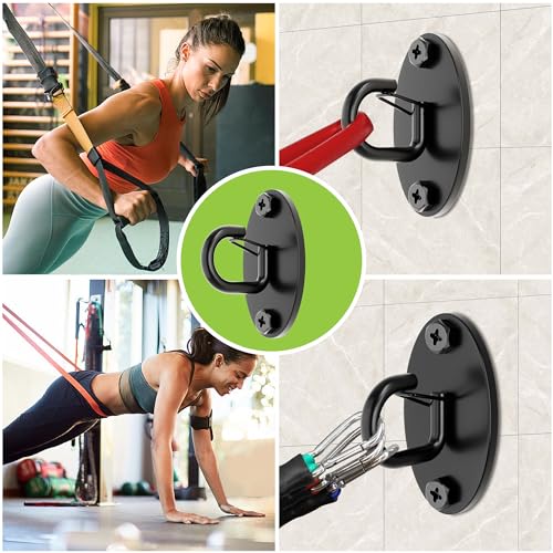 4 Pcs Wall Anchor for Resistance Bands (Elastic buckle Hooks-Black-4Pcs)