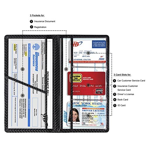 Car Registration & Insurance Card Holder (Carbon Fiber Black)