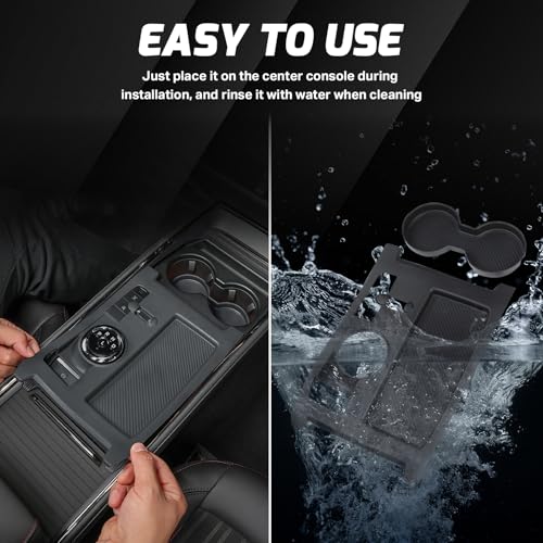 for 2022 2023 2024 2025 Ford Fusion Car Gear Shift Panel Trim Cover Silicone Center Console Waterproof Coaster Black Wireless Charging Protective Pad Automotive Interior Accessories (for Ford Fusion 2022 2023 2024 2025)