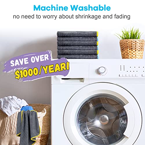 Glass Polishing Streak Free Miracle Cleaning Cloth (Grey-yellow Blue)