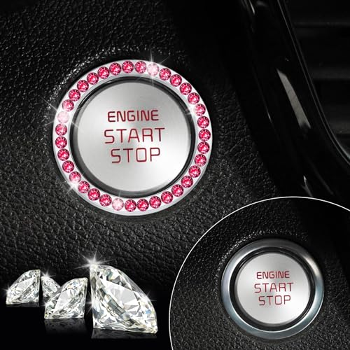 2 PCS Crystal Rhinestone Car Engine Start Stop Decoration Ring (Red)