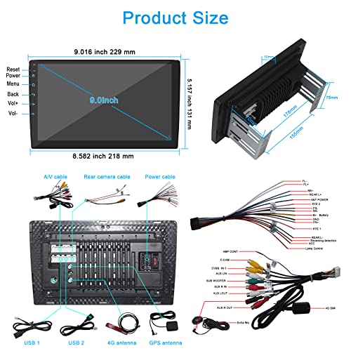 9 Inch Android Car Stereo Double Din (9 Inch 4G+64G+Car Play and Android Auto)