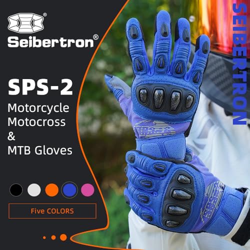SPS 2 Unisex Touchscreen Road Racing Motorcycle MTB Sports Gloves Also fit BMX MX ATV Mountain Bike Bicycle Cycling Off (Blue SPS-2 / M Youth)