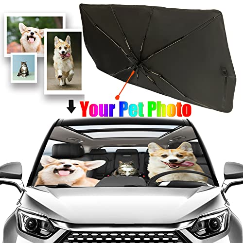 Pet Dog Cat Custom Windshield Sun Shade Custom Fit Umbrella (57X31 Inch / Color-DIY-2)