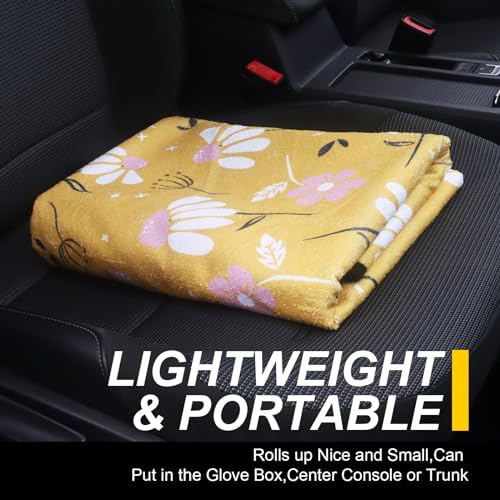 Back Seat Cover for Car Trucks Van SUV Jeep (Rear Bench Seat Towel / Chamomile and Yellow)
