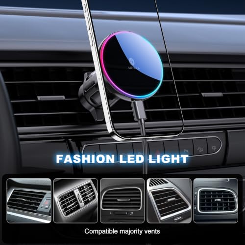 for Mag Safe Car Mount Charger Dash Windshield Vent Magnetic Phone Holder (Black)