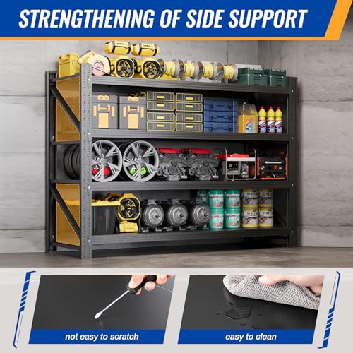 60" W Storage Shelves 5000lbs Garage Metal Shelving Heavy Duty Garage Shelves Adjustable Storage Shelves for Industrial (Black / 60" W X 24" D X 70" H)