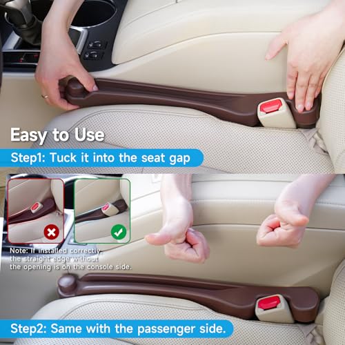 Car Seat Gap Filler Organizer 2Pack Soft Foam 3IN1 Multifunctional (Espresso brown / Most Cars – Standard)