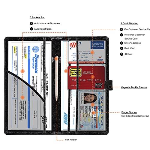 Car Registration and Insurance Card Holder (T Glitter Black)