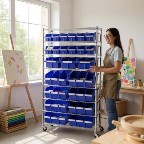 Heavy Duty Steel Wire Shelving Storage Unit (Blue)