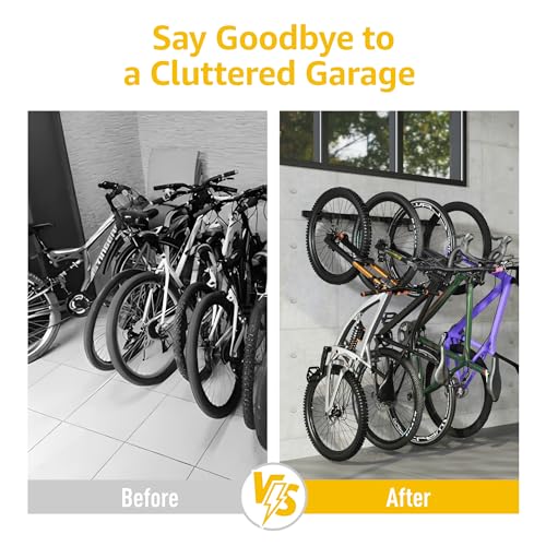 Enhanced Bike Storage Rack (4 Bike Racks & 2 Helmet Hooks)