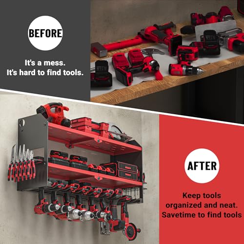 Power Tool Organizer Wall Mount (without Power Strip / Red)