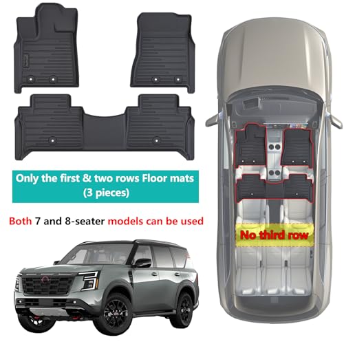 2 Rows Floor Mats for 2025 Nissan Armada 7 and 8 Passenger Models (2025 Armada Floor Mats)