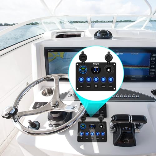 5 Gang Multi Function Switch Panel Waterproof Pre (Waterproof Type C + USB Blue)