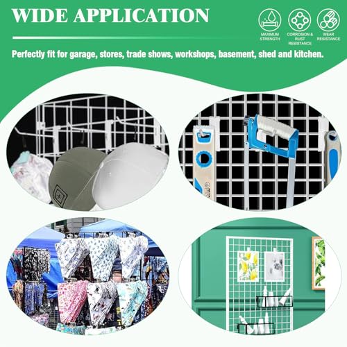 40Pcs 6" Gridwall Display Hooks Assortment Set (6"/15 CM / White)