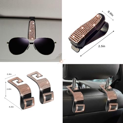 27 PCs Gold Champagne Bling Car Accessories Set for Women (Gold Champagne)