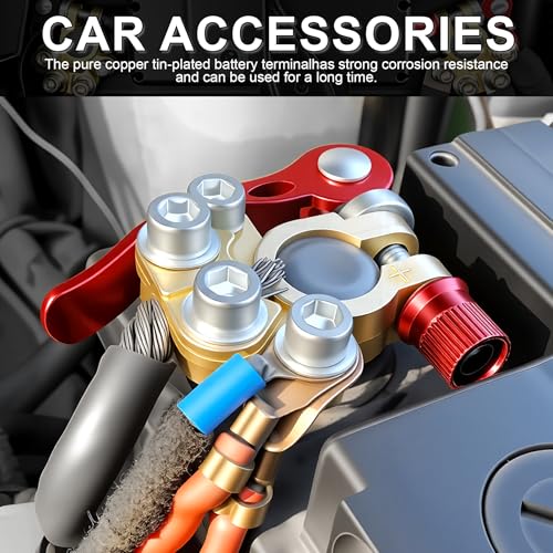 Car Battery Terminal Connector (4 Way-Gold-A)