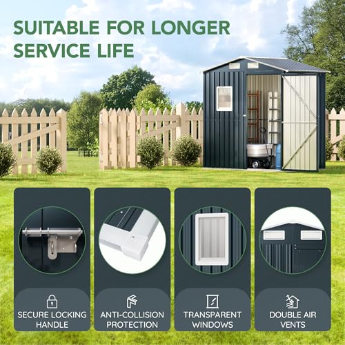 Outdoor Steel Storage Shed (6X4FT / NightBlue)
