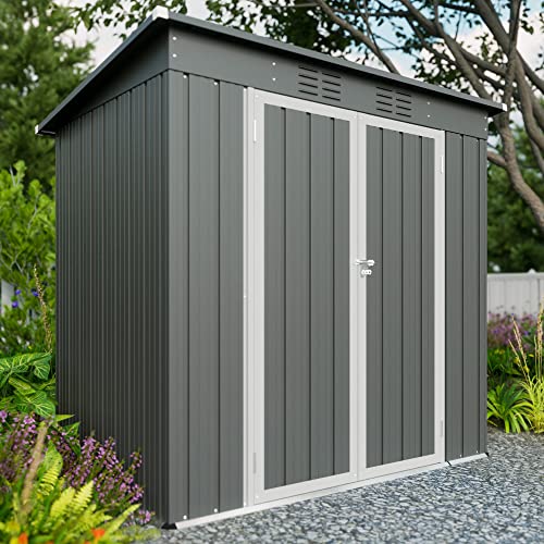 4'x6' Metal Shed Outdoor Storage Shed (Gray / 4X6 Gray)