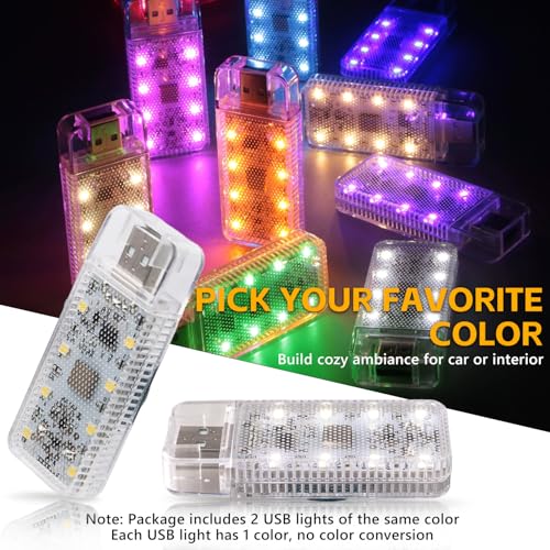2PCS USB Lights for Car (DayWhite)