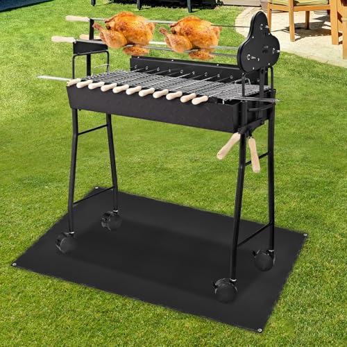 Under Grill Mat for Outdoor Grilling (Rectangular/Black / 48"L x 32"W)