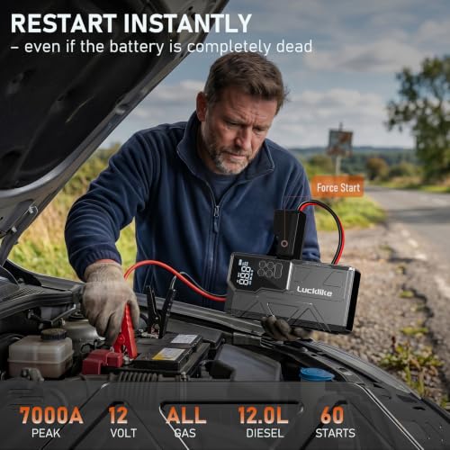 7000A 150PSI Car Battery Jump Starter with Air Compressor