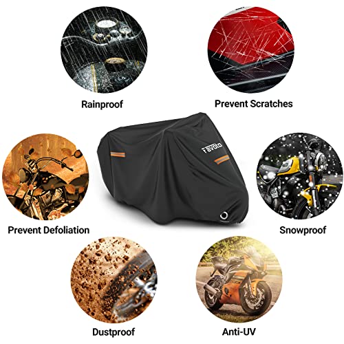 Motorcycle Cover Waterproof Outdoor Motorcycle Cover Heavy Duty (Black / 108")