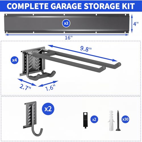 Garage Tool Organizer Wall Mount (32" - 6 Hooks)