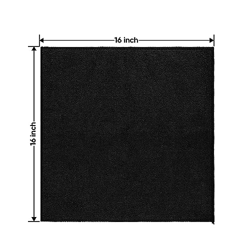 Microfiber Cleaning Cloths 12 Pack (Black / 16 x 16 Inch)