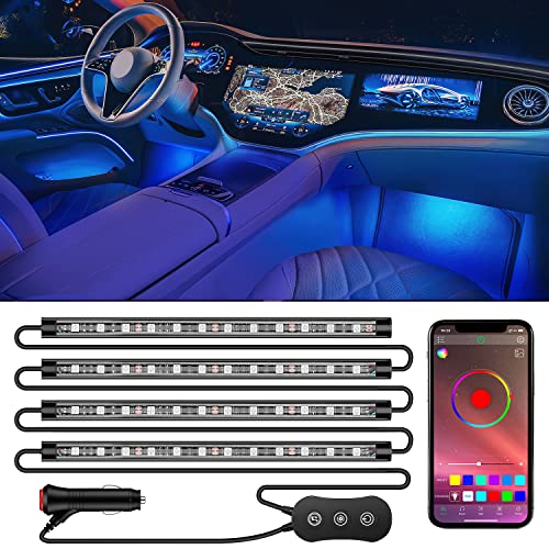 RGB LED Car Interior Stripe Light with APP Control Multicolor Music Sync Mode Waterproof Car Under (APP RGB Lights)