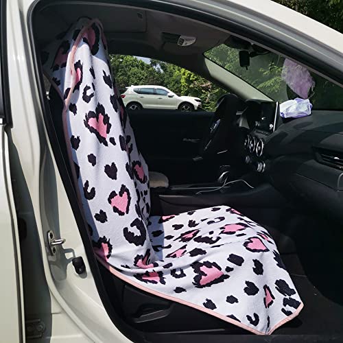 Car Seat Cover Protector Front Seats (2Pcs Front Seat Towel / Leopard Print)
