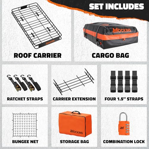 64"x39"x5" Extendable Roof Rack Cargo Carrier for Top of Vehicle (64"x39"x6" - 20 Cu.Ft. Bag)