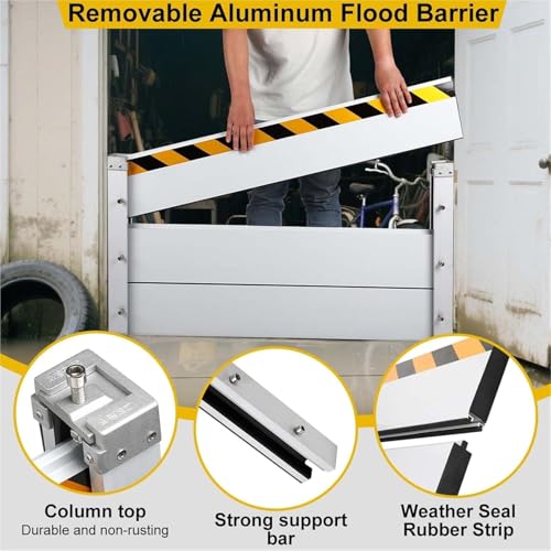 Reusable Heavy Duty Aluminum Flood Barriers for Home Exterior (H 7.9 Inch / L 18.5FT)