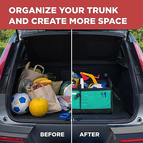 Teal Car Trunk Organizer for SUV & Auto Cargo Storage (Large / Cyan Green)