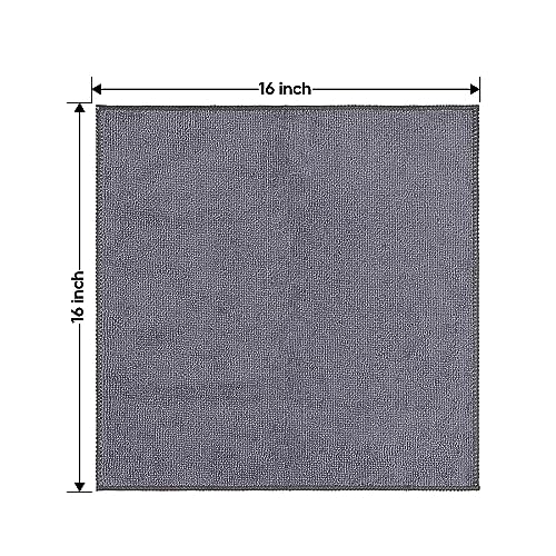 Microfiber Cleaning Cloths 12 Pack (Grey / 16 x 16 Inch)