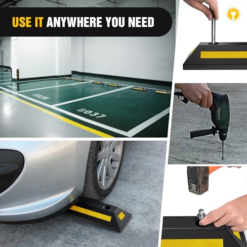 Rubber Parking Curb Wheel Stop for Garages and Driveways (22" 2-PACK)