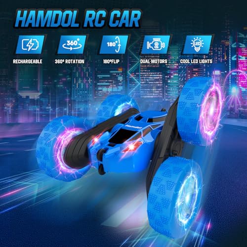 STEM Remote Control Car for Kids Ages 6 (Blue / Glow (Headlights & Wheel Lights))
