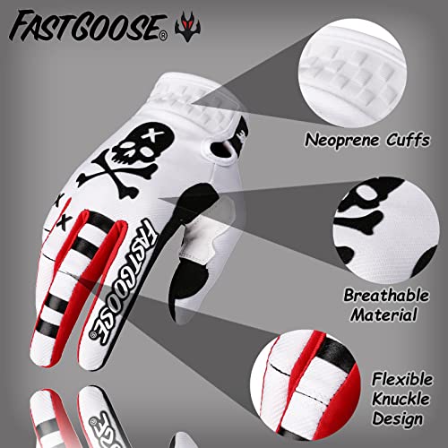 Dirt Bike Motorcycle Gloves (Medium / White)